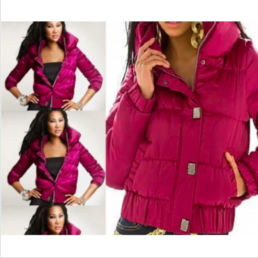 NEW Y2K Kimora Lee Baby Phat Quilted Coat Puffer Jacket Pink XL